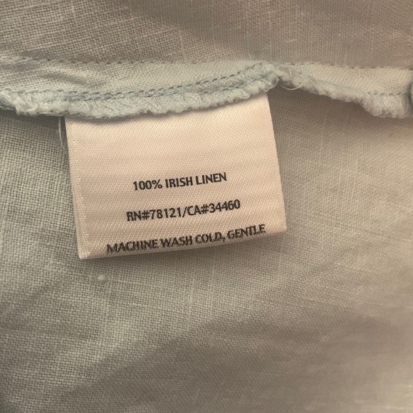 EILEEN FISHER Pastel Blue 100% Irish Linen SIZE S CAP SLEEVE BLOUSE - Picture 3 of 8